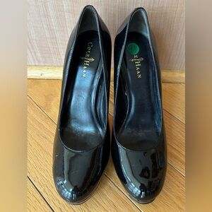 COLE HAAN BLACK Patent Leather NIKEAIR Platform Heels Pumps Size 9.5 B